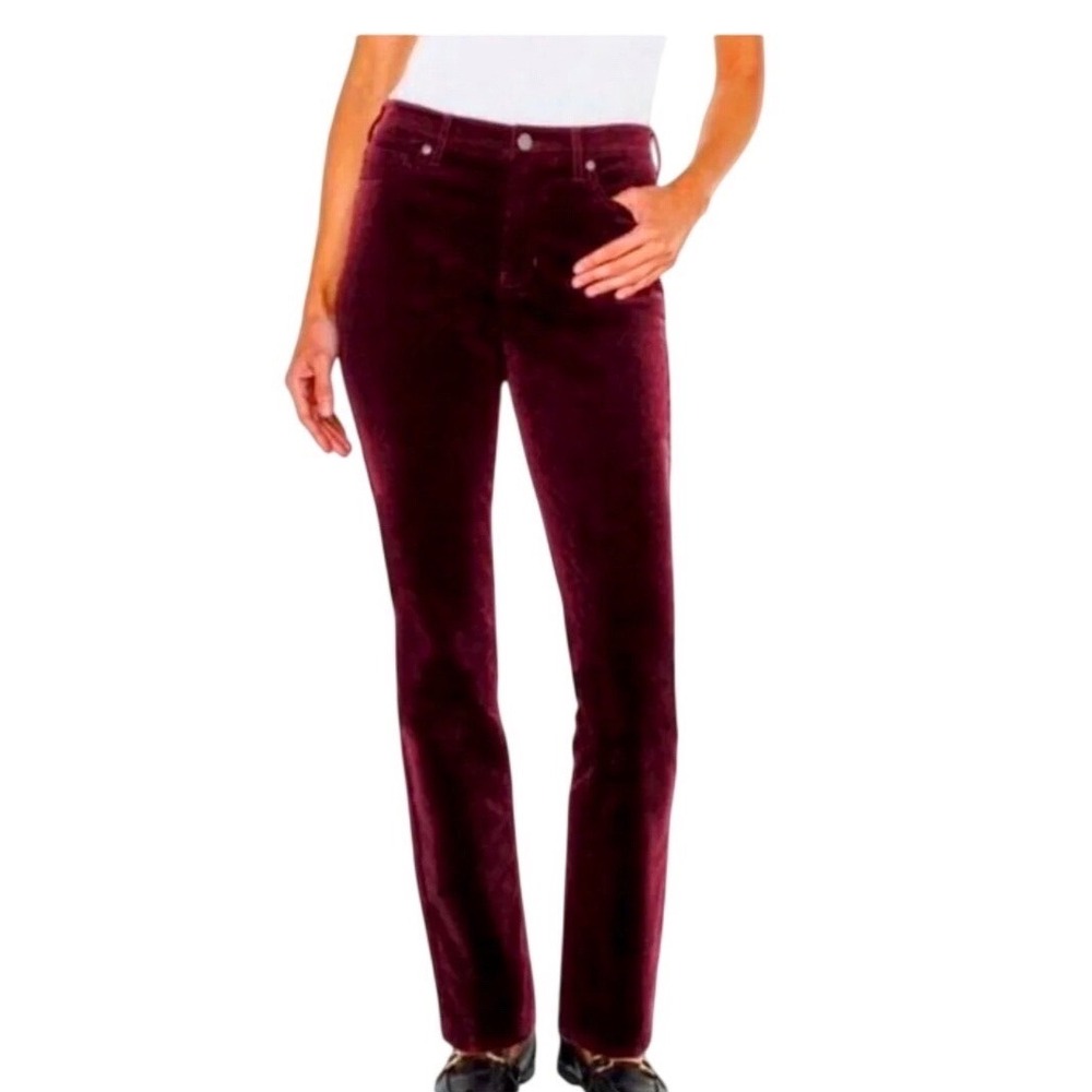Well Worn Burgundy Corduroy High Rise‎ Straight Leg Pants Womens Size 12/32 Wine